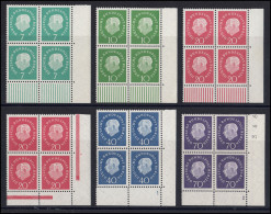 182-186 Heuss Medaillon: ER-Viererblöcke Unten Rechts Mit 20 Pf. Platte/Walze ** - Unused Stamps