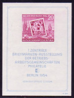 Block 10XI Philatelie-Ausstellung Berlin 1954 Mit WZ XI, Postfrisch / ** / MNH - Nuevos