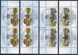 3013-3014 Tempel Bayreuth Und Seoul - Je Vier Ecken Mit Zentrischem ESST Berlin - Used Stamps