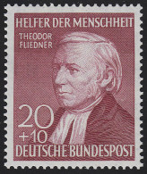 158I Theodor Fliedner 20+10 Pf, Walzendruck (kleines Markenbild, Lilarot) ** - Nuevos