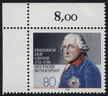 1292 Friedrich Der Große ** Ecke O.l. - Unused Stamps