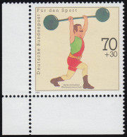 1499 Sporthilfe 70+30 Pf Gewichtheben ** Ecke U.l. - Unused Stamps