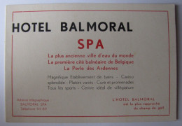 BELGIQUE - LIEGE - SPA - Hôtel Balmoral (carte Dépliant) - Spa