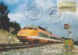 Carte   FRANCE    Baptême   T.G.V      TRAPPES    1984 - Trains