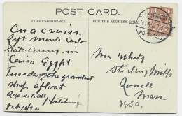 ENGLAND 1 1/2C SOLO CARD PAQUEBOT PORT SAID 1932 CRUISES MONTE CARLO TO USA - Lettres & Documents