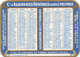 Petit Calendrier 1927 Publicitaire * Cie D'assurance Générales Contre L'incendie * Calendar - Formato Piccolo : 1921-40