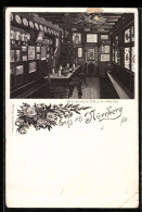 Lithographie Nürnberg, Gasthaus Bratwurstglöcklein, Innenansicht  - Nuernberg