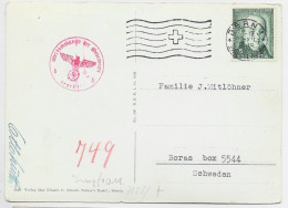 PRO JUVENTUTE SUISSE 5C SOLO CARTE BERN 1943 TO SUEDE SWEDEN CENSURE NAZI AIGLE - Lettres & Documents