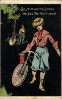 CPA Junge Radfahrerin, Mann Am Baum, Fahrräder - Other & Unclassified