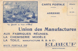 Elbeuf * Union Des Manufactures Aux Fabriques Réunies Chemiserie * CPA Publicitaire Ancienne * Usine - Elbeuf
