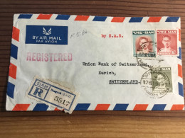 Thailand Siam R- Flugpost Brief In Die Schweiz - Thaïlande