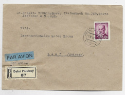 CESKOSLOVENKO 15 KC SOLO LETTRE COVER REC AVION DOLNI POLUBNY 8.II.1946 TO SUISSE - Brieven En Documenten