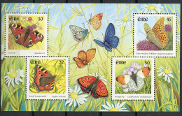(cl 24) Irlande ** N° 1279 à 1282 - Bloc 37 - Papillons - Ongebruikt