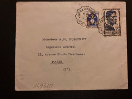 LETTRE TP HONORE D'ESTIENNE D'ORVES 10F + SAINTONGE 5F OBL. CONVOYEUR 1-7 1957 MONTLUCON A CLERMONT (03 63) - Correo Ferroviario