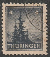 SBZ- Thüringen 1945, Mi. Nr. 92 AX At, Freimarke: 4 Pfg. Tannen Im Thüringer Wald.  Gestpl./used - Afgestempeld