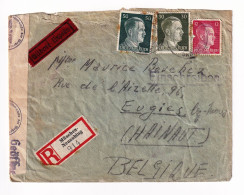 WW2 Registered München Bayern Neuaubing Censure Censor Timbre Adolf Hitler Deutschland Eugies Belgique - Covers & Documents