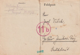 German SS Feldpost WW2 From Czech SS Volunteer To Golcuv Jeníkov - Generalinspektion (Polizei) (1. Kompanie/VI) At The G - Militares