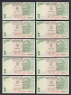 Indien - India - 10 Pieces A'5 RUPEES Pick 94 Ab 2009 UNC (1) Letter L    (89260 - Sonstige – Asien