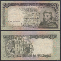 Portugal - 20 Escudos Banknote 26.5.1964 Pick 167b F (4)    (27759 - Portogallo