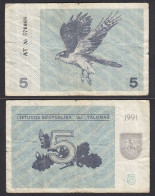 Litauen - Lithunia 5 Talonas Banknote 1991 Pick 34a VG (5)    (31872 - Litouwen