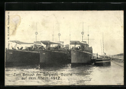 AK Zum Besuch Der Torpedoboote Auf Dem Rhein 1912  - Warships