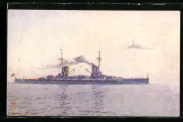 Künstler-AK S. M. S. Friedrich Der Grosse In Ruhiger See  - Warships