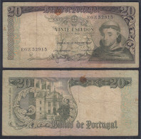 Portugal - 20 Escudos Banknote 1964 Pick 167 VG (5)    (27757 - Portugal