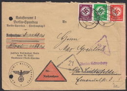 3.Reich Dienst Orts-Nachnahme MEF 3-farbig 1937 Mi.134,135,139 Spandau   (21681 - Dienstmarken