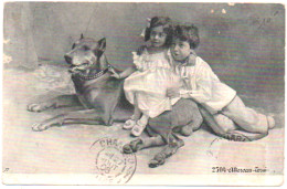 Enfants - Scène : Enfants Assis Sur Un Chien : Alterocca-Terni N° 2504 : Race De Chien à Identifier : 1906 - Taferelen En Landschappen