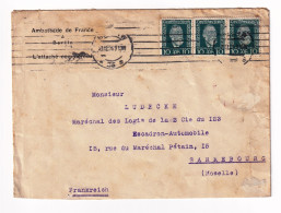 Deutschland 1924 Ambassade De France à Berlin Attaché Commercial Escadron Automobile Sarrebourg Saarburch Saar - Brieven En Documenten