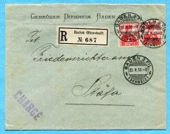 R - Brief Von Baden Nach Stäfa 1910 - Absender: Gebrüder Ditisheim - Lettres & Documents