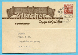 Illustrierte Postkarte Von Speicher Nach Aarau 1943 - Absender: Zürcher - Lettres & Documents