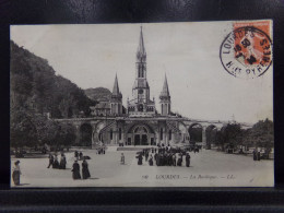 65523 . LOURDES . LA BASILIQUE . LL . OBLITEREE 1914 . - Lourdes