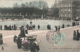 75 Paris Au Luxembourg CPA Carte Couleur , Cachet 1905 Attelage De Chevre - Parchi, Giardini