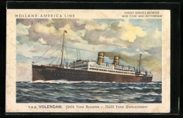 Künstler-AK T. S. S. Volendam Der Holland-America Line  - Passagiersschepen