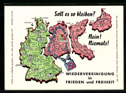 AK Das Gewaltsam Zerrissene Deutschland Innerhalb Der Grenzen Von 1937, Deutsche Einheit EV, VLM, Landkarte  - Otros & Sin Clasificación