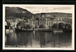 AK Bregenz Am Bodensee, Hafen Und Postamt  - Other & Unclassified
