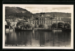 AK Bregenz Am Bodensee, Hafen Und Postamt  - Otros & Sin Clasificación