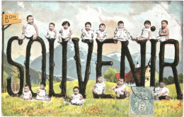CPA Carte Postale  France Fantaisie Bon Souvenir  Avec Des Bébés 1906  VM80986 - Scènes & Paysages