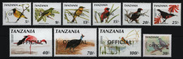 Tansania 1990 - Dienst - Mi-Nr. 43 - 51 & 52 ** - MNH - Vögel / Birds - Tanzania (1964-...)