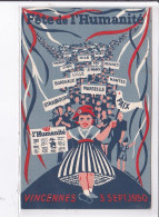 PUBLICITE : Fête De L'Humanité Au Bois De Vincennes En 1950 - Très Bon état - Werbepostkarten