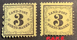 Mi. 2y DAS SELTENE DICKE PAPIER LUXUS POSTFRISCH/MNH** (300€)+STANDART PAPIER Mi.2x, Baden Landpost-Portomarken 1862 3Kr - Neufs