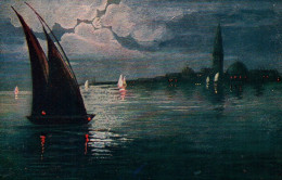 CPA - VENEZIA - Illustration Panorama De Nuit ...LOT 3 CP / Edition Uff.Rev.Stampa - Venezia (Venedig)