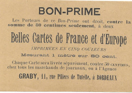 Vieux Papiers  Bon Prime Magasin Graby 11 Rue Pilliers De Tutelle Bordeaux - Non Classificati