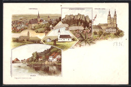 Lithographie Lichtenfels, Kirche Und Klause Staffelberg, Schloss Banz, Kirche Vierzehnheiligen  - Lichtenfels