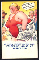 AK Übergewichtige Frau Im Badeanzug Mit Zeitung  - Humour