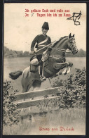 Künstler-AK Durlach, Reservesoldat Springt Mit Pferd über Eine Hürde  - Weltkrieg 1914-18