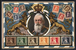 AK Prinzregent Luitpold Mit Verschiedenen Briefmarken  - Familles Royales