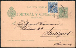 España - Entero Postal - Edi O 35i+215 - Entero Postal Con Sello Perforado "SCHOLTZ" De Málaga A Alemania - 1850-1931