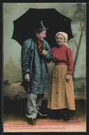 CPA Paar En Costume Typique Avec Regenschirm, Pays De La Loire  - Zonder Classificatie